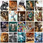 Набор для рисования по номерам на холсте, кошка, собака, олень, волк, Лев, сова