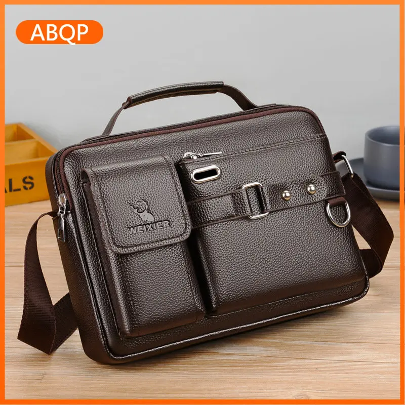 PU Leather Single Shoulder Bag Zipper Casual Handbag Business Single Shoulder Messenger Bag Crossbody Bags for Men purse