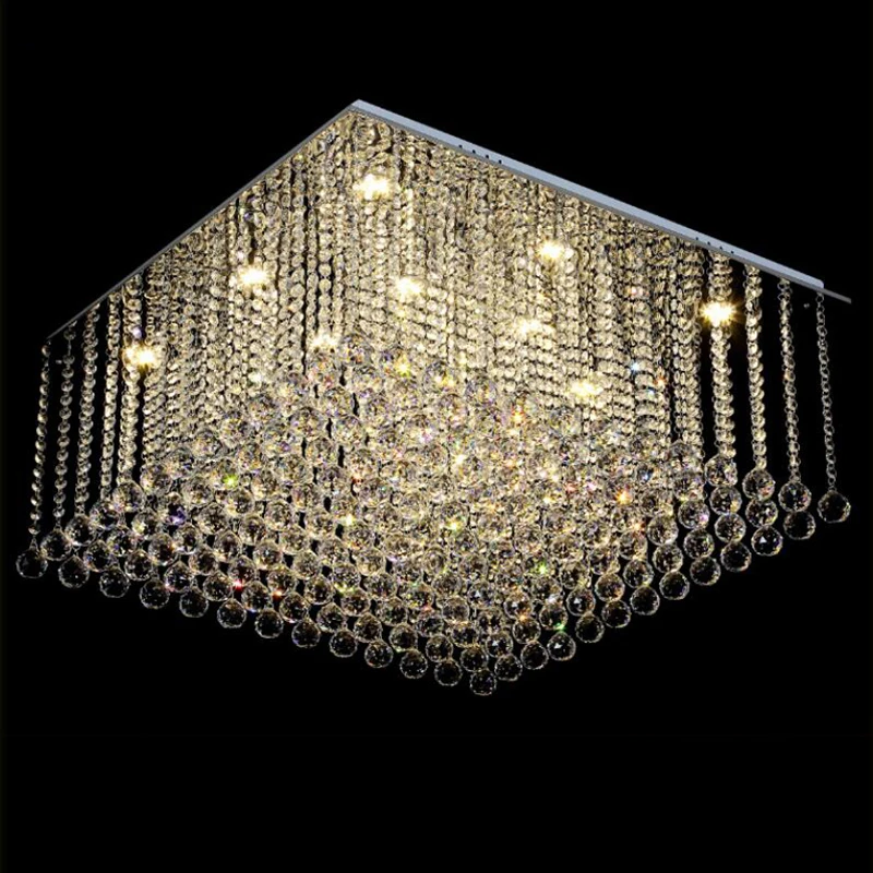 

Square Flush Mount Crystal Chandelier For Luxury Living Room Crystal Chandeliers Crystal LED Light