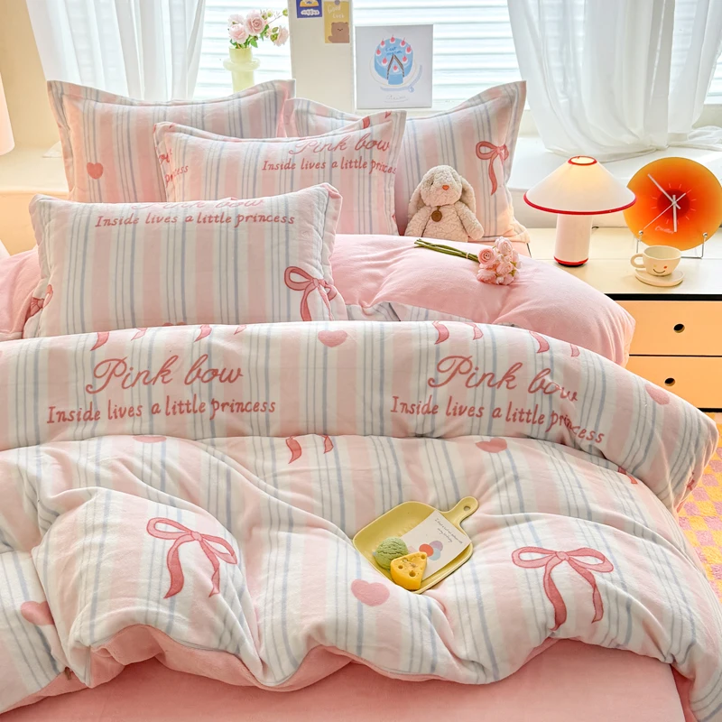 Фланелевой пододеяльник Funda Nordica двухцветный теплый в полоску толстый для