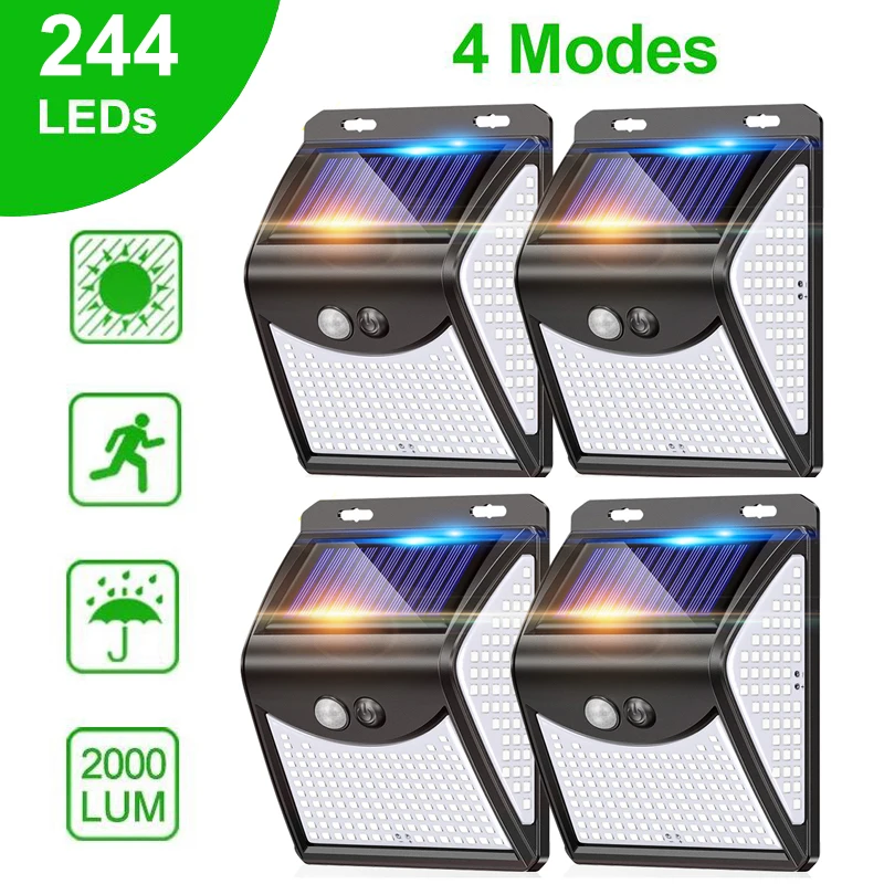 

Goodland 244 LED Solar Light Outdoor Solar Lights With Motion Sensor Solar Powerful Sunlight Spotlights For Garden Decoration