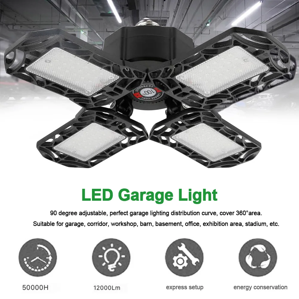 

150W 15000LM Shop Daylight Ceiling Lighting Industrial Gym LED Garage Light Warehouse Deformable Workshop Adjustable Angle Barn
