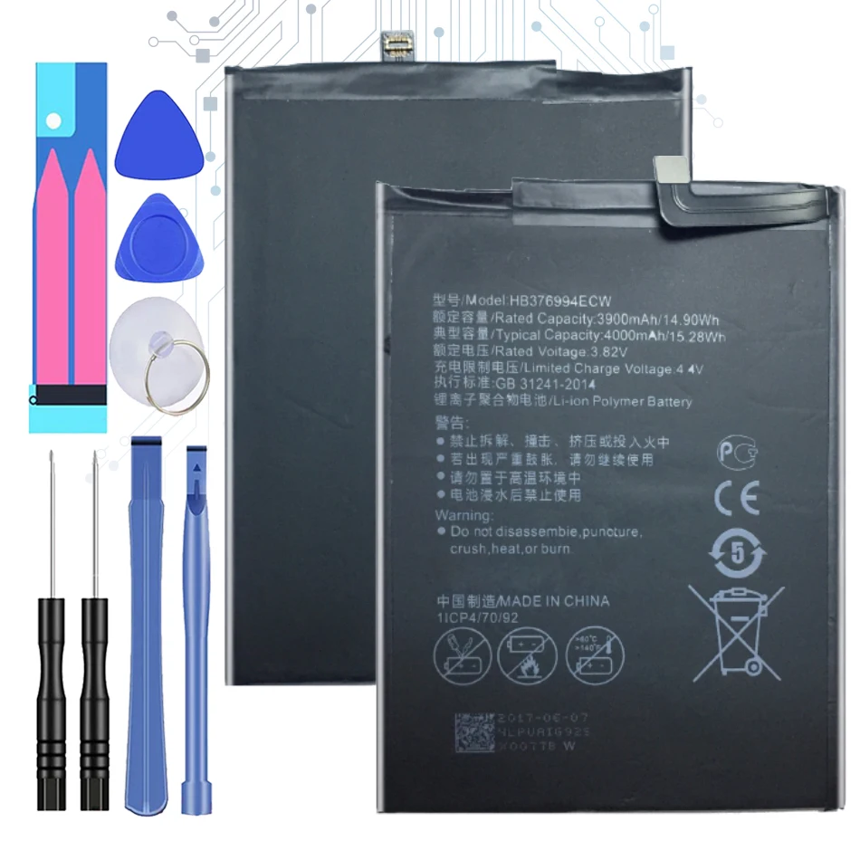 

4000mAh HB376994ECW Battery For Huawei Honor 8 Pro 8pro/V9 DUK-AL20 DUK-TL30 DUK-L09 Cell Mobile Phone Batteries + Free Tools