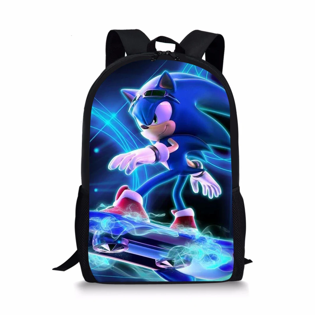 New-Sonic Pattern Print School Bags Daily Travel Climbing Durable Backpack Trendy Birthday Gift for Kids Fashion Knapsack