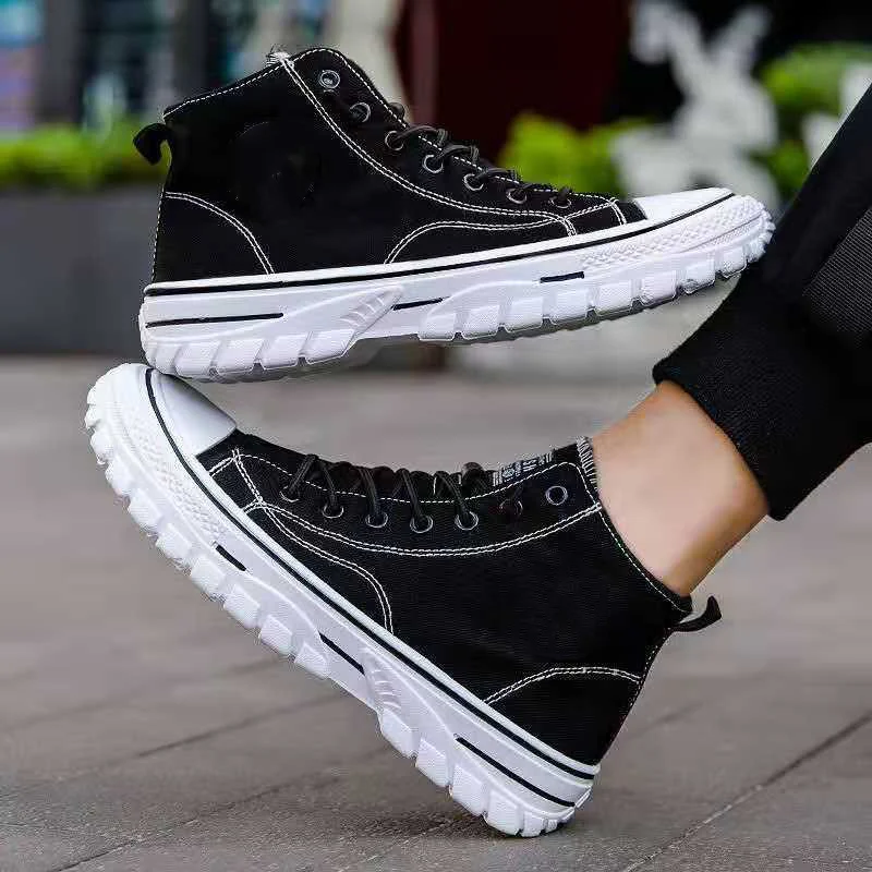 

Mens Casual High-top Canvas Shoes Fashion Men Tennis Gray Black Breathable Sport Sneakers Male Trainer Skateboard Trend Shoes
