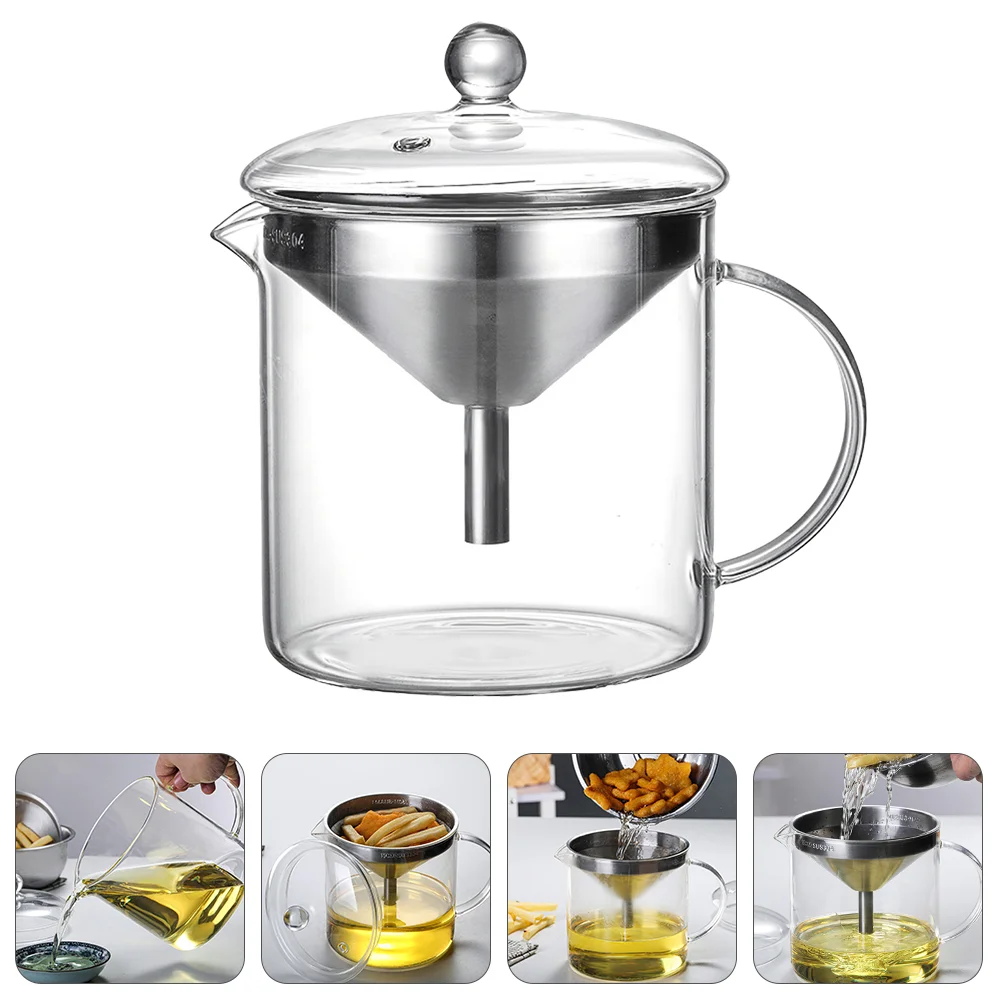 

Oil Grease Pot Strainer Bacon Container Separator Frying Filter Jar Gadgets Utensils Kitchen Soup Catcher Glass Poultry Pan