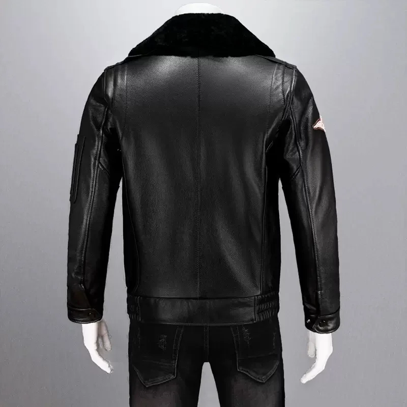 Мужская Осенняя кожаная куртка-пилот в стиле милитари