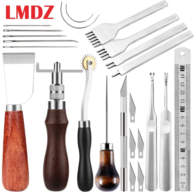 

LMDZ Leather Process Punching Kit Equipped with Manual Sewing Stitching Stamping Engraving Tools Processing Accessories