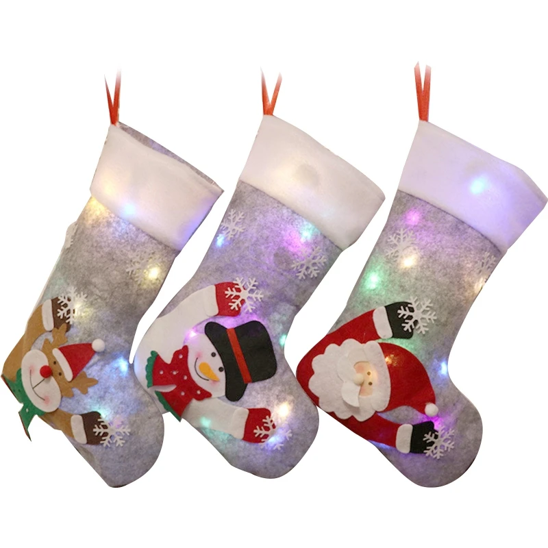 

Hanging Christmas Stockings Led Christmas Socks Candy Stocking Boots Candy Bag