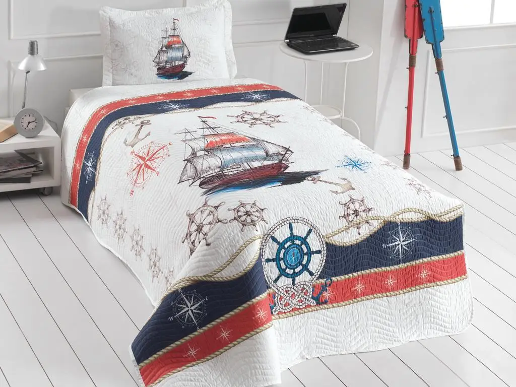 

Sailor young and children printed single bedspread white