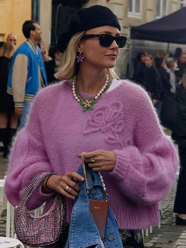 

Женский трикотажный топ с круглым вырезом, с длинным рукавом