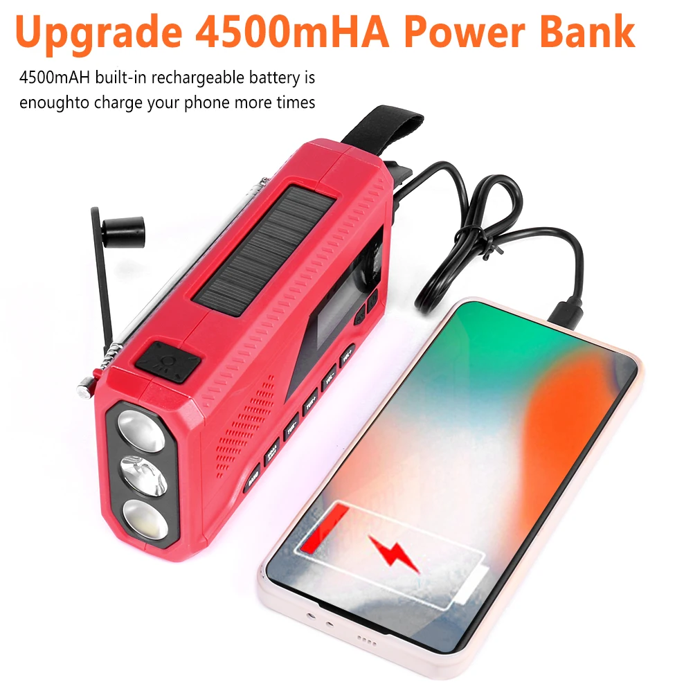 

Radio SOS Alarm FM/DAB/AM/NOAA 1.7 Inch LCD Screen DAB Bluetooth-compatible USB Charging Emergency Weather Radio EU/US Optional
