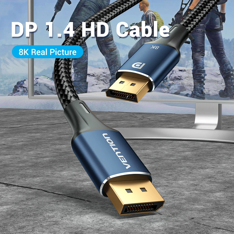 

Vention 8K DisplayPort 1.4 Cable 144Hz 60Hz 4K HDR 165Hz Display Port Audio Cable 32.4Gbps for Video PC Laptop TV Port 1.4 DP 5m
