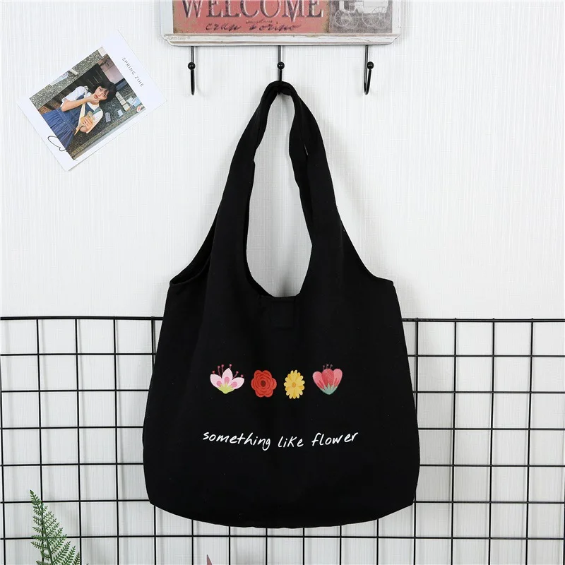 

Literary Simplicity Retro Large Capacity Canvas Bag Hand-painted Illustration Shoulder Bag Girl Eco-friendly Shopping Bag