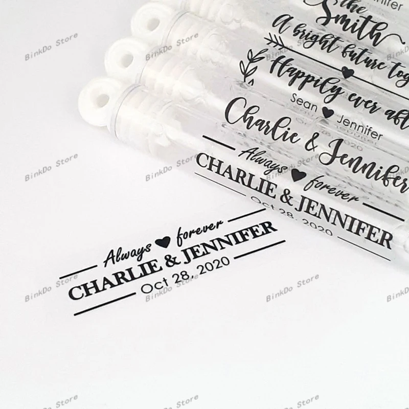 

100 Personalized Wedding bubble Labels, Foil bubble labels, custom wedding favors bubble tubes stickers, labels only