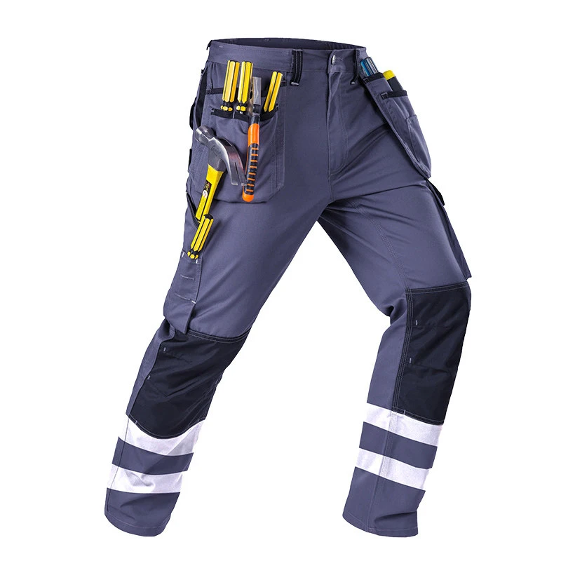 Mens Construction Working Pants Knee Reinforcement Workwear Trousers Utility Work Pant Protective Equipment Hi Vis Reflective