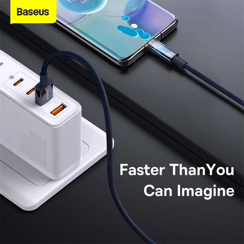 Baseus 6A 5A USB Type C кабель для Huawei P50 P40 Pro Supercharge 66 Вт 100 Быстрая зарядка USBC зарядное