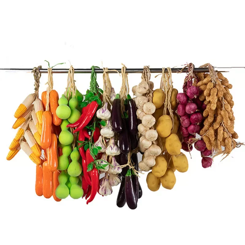 

Simulation Food Vegetables Home Decor Fake Chili Pepper Corn Garlic Fruit Photography Props Wall Hanging easter Decor