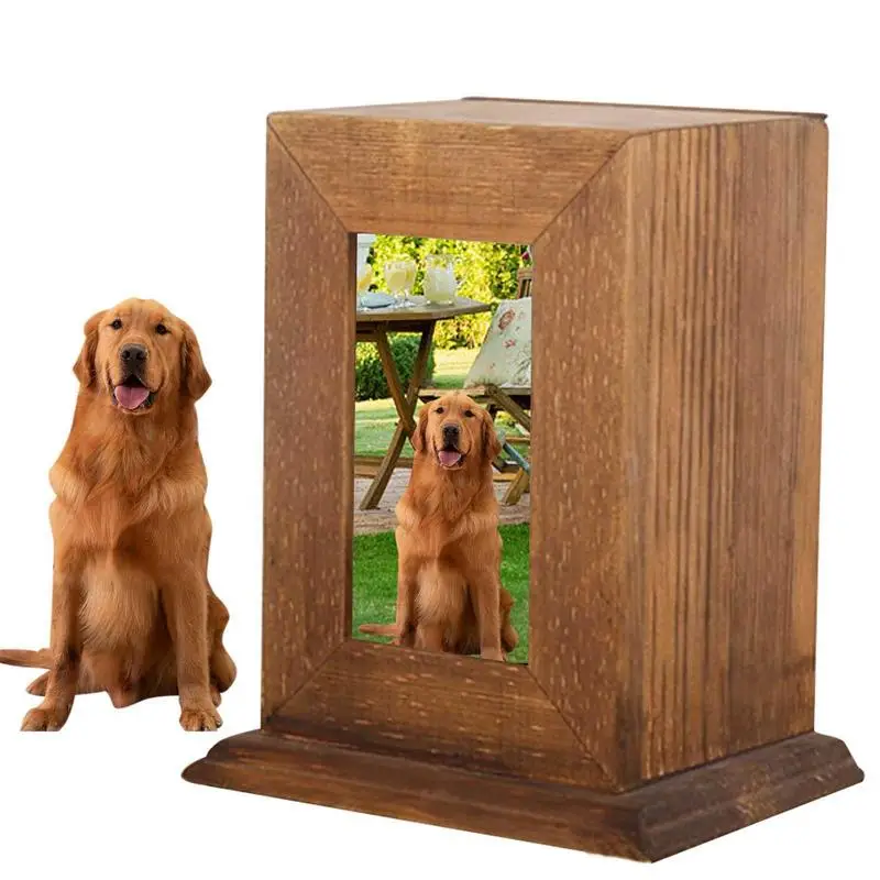 

Personalized Wooden Urn for Pet Ashes Dogs Cats Urns Ashes with Photo Frame Pet Memory Box Cremation Urns Pet Keepsake Box