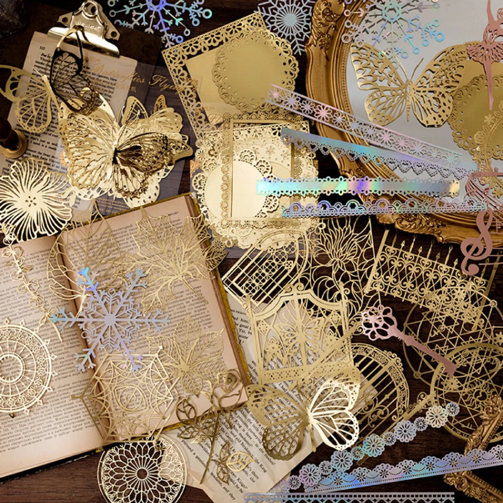 

Бумажные бронзовые кружевные украшения Instagram для скрапбукинга бумажные полые открытки коллаж материал ломо-карты DIY художественные маркер...