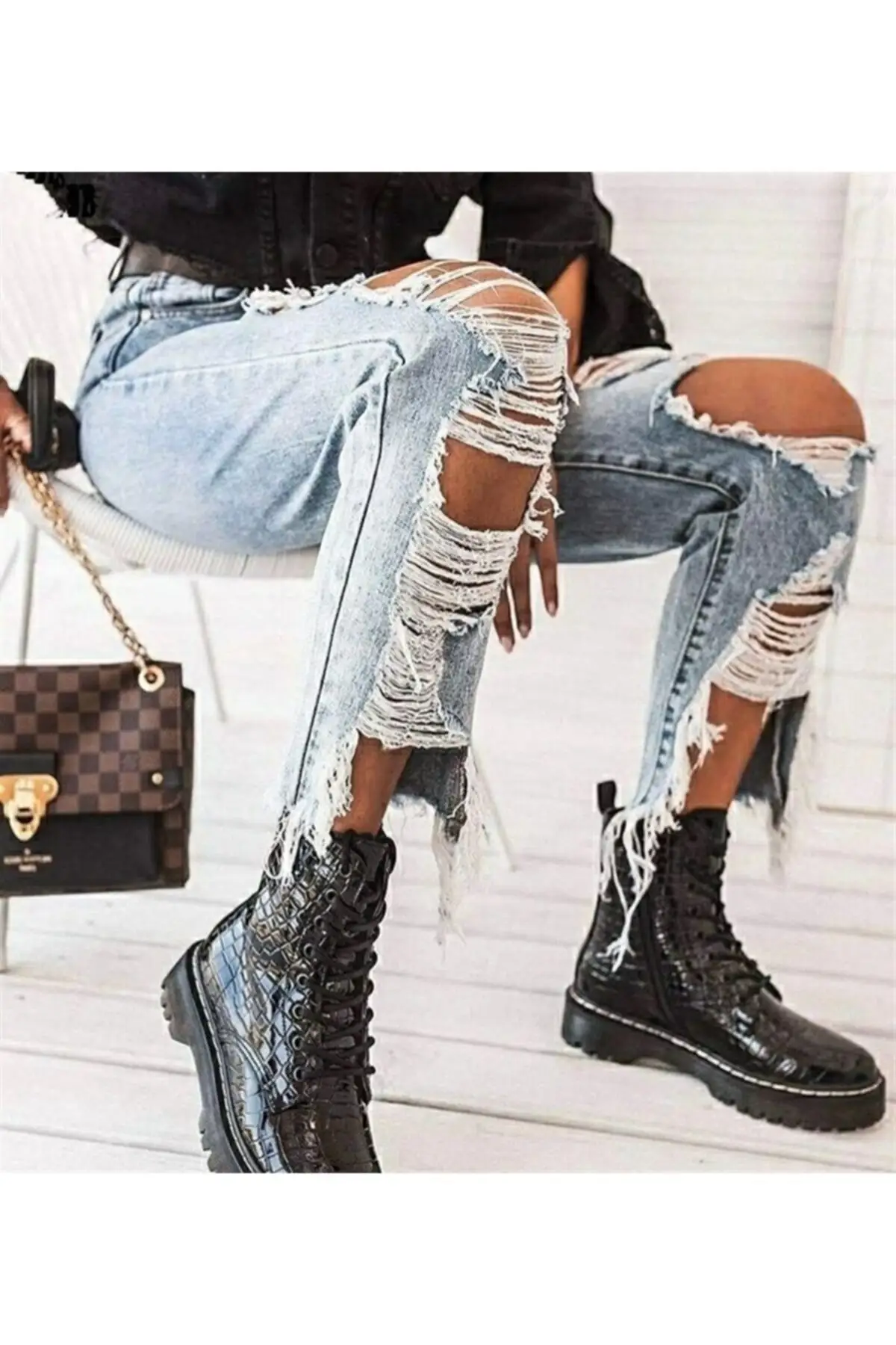 

Custom Design Detail torn jeans PantolonWomen Jeans 2021 Fashion
