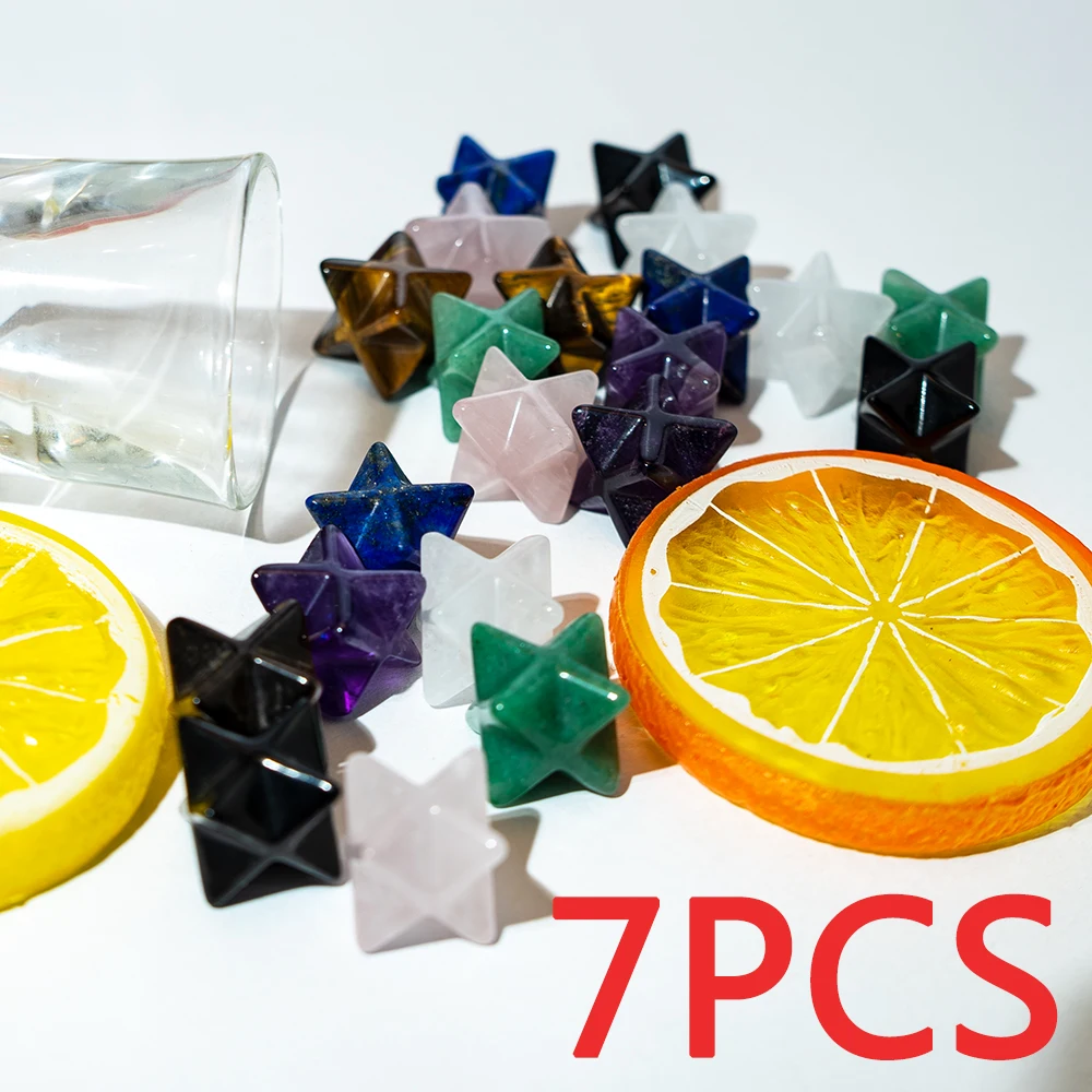 Natural Stone Quartz Crystal Cabamere Star Sculpture Divination Amethyst Three-dimensional Hexagram Crafts Trendy Decoration