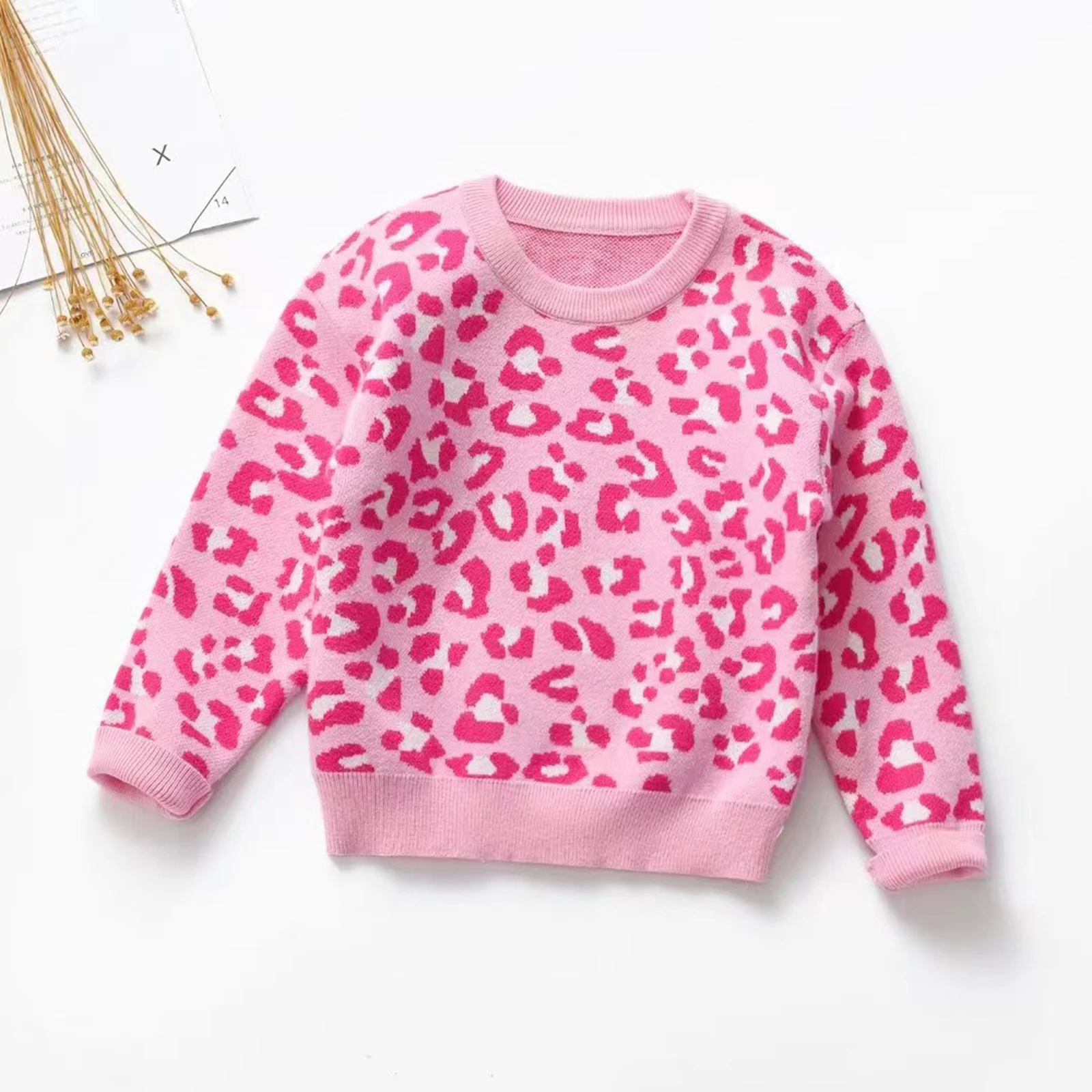 

1-6T Kids Baby Knitted Sweater Cow Pattern Casual Autumn Warm Round Neck Long Sleeve Pullover Knitwear