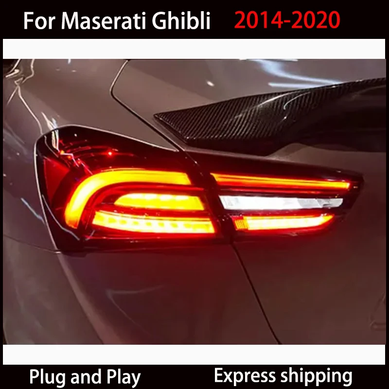 Фото Стайлинг автомобиля для Maserati Ghibli, задний фонарь 2014-2022, обновление, задние задние фонари в сборе, DRL, указатель поворота, автомобильные аксессуары №3