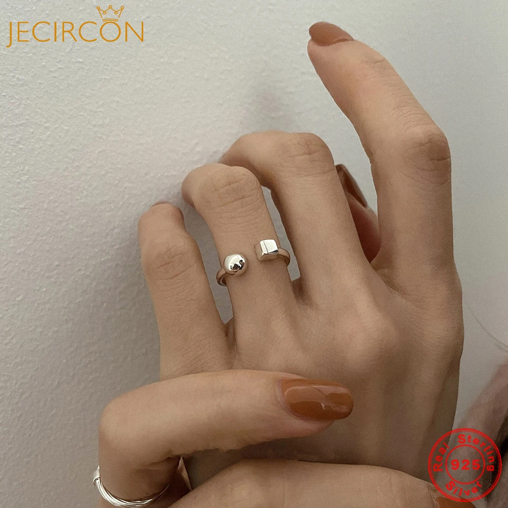

Женское геометрическое квадратное кольцо JECIRCON s925 из стерлингового серебра, в минималистическом стиле