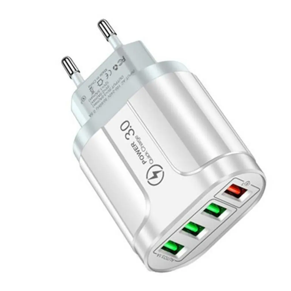

48W USB Charger Fast Charge QC 3.0 Wall Charging For iPhone 12 11 Samsung Huawei Iphone Mobile 4 Ports EU US Plug Adapter Travel