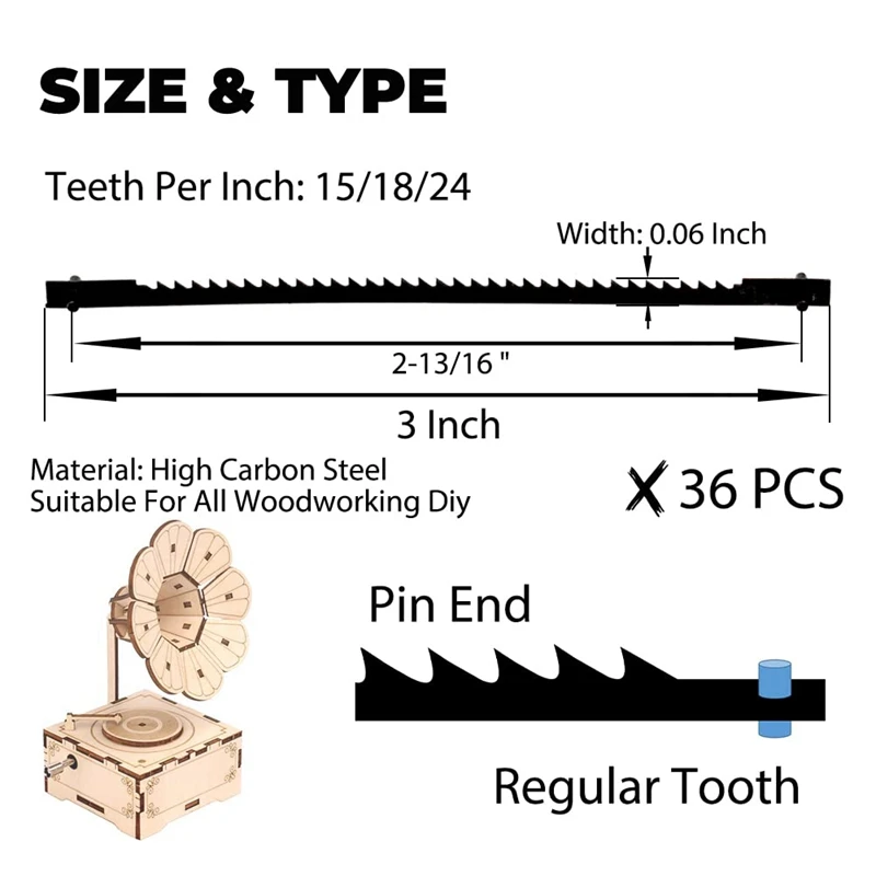 Полотно прокрутки для пилы 5-дюймового ассортимента контактов 48 упаковок Wen 3921 Delta