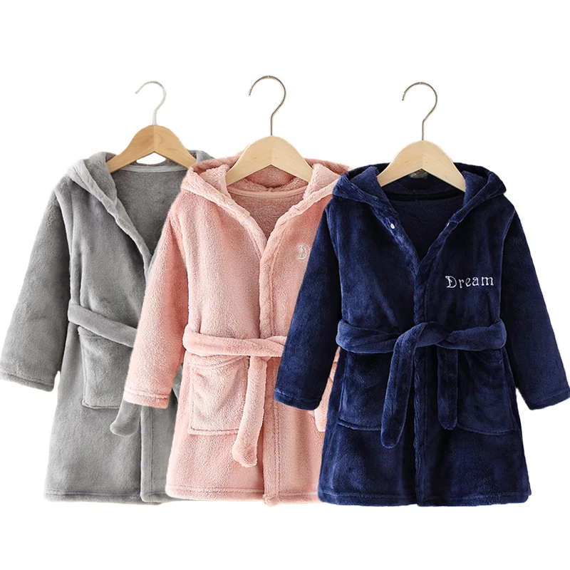 

Soft Girl Sleepwear Robe Autumn Winter Children Flannel Bathrobe For Girls Boys Pajamas Comfort Kids Cartoon Homewear 2-8 Year