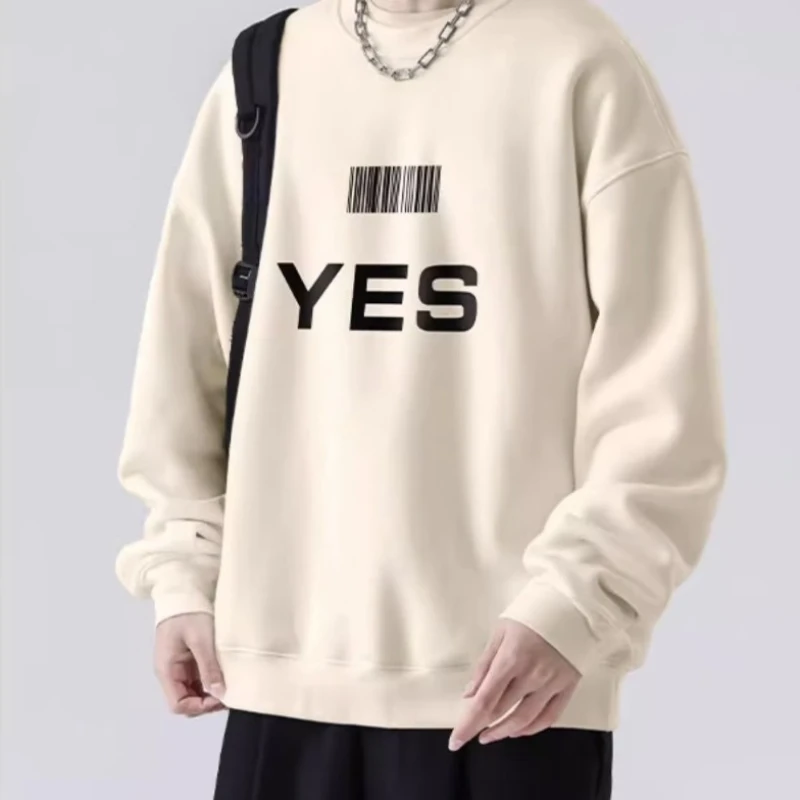 Мужская хлопковая толстовка с длинным рукавом и воротником-стойкой