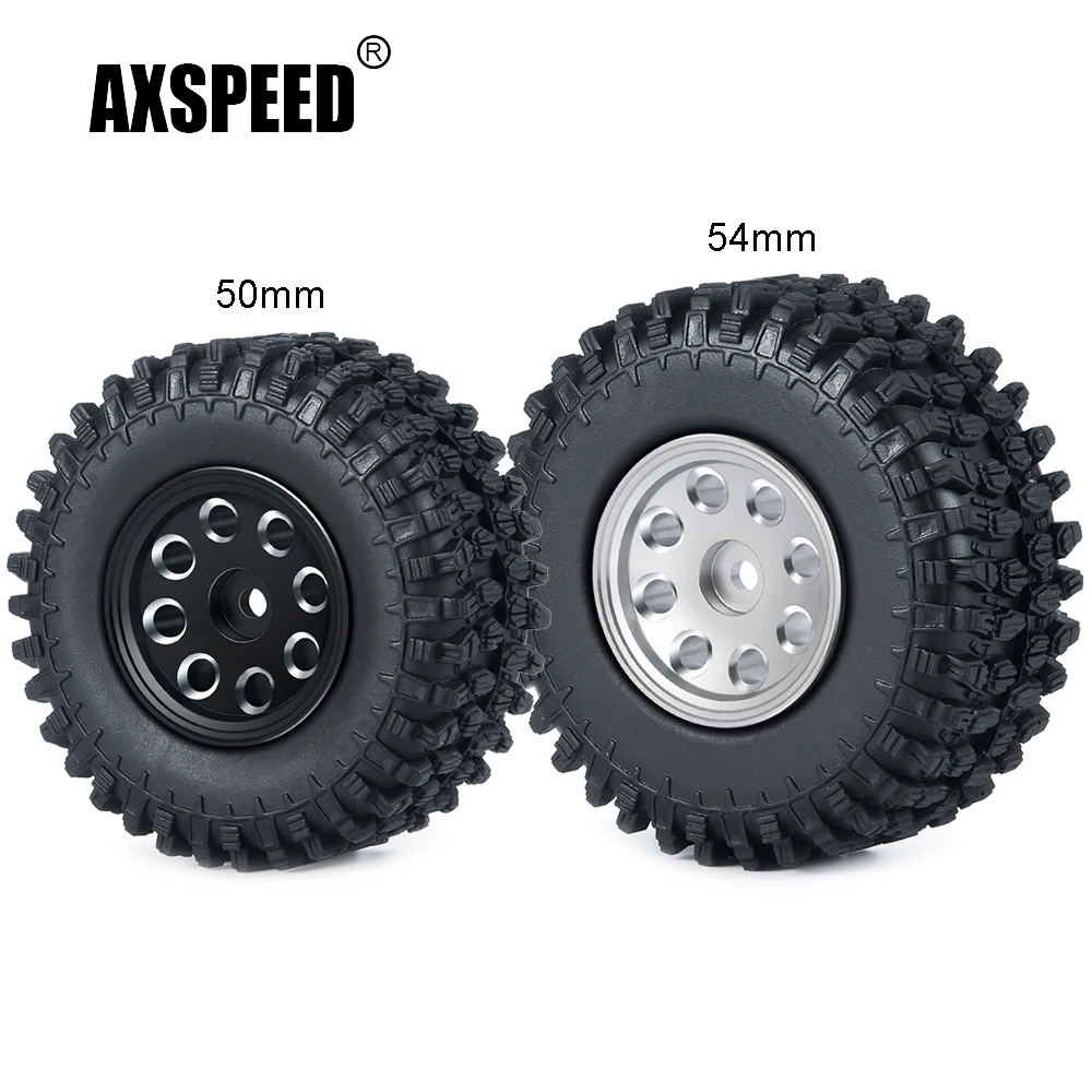 

AXSPEED 4PCS 54*23mm/50*20mm 1.0" Beadlock Wheel Rims Tires for 1/24 RC Crawler Car Axial SCX24 90081 AXI00001 AXI00002 Deadbolt