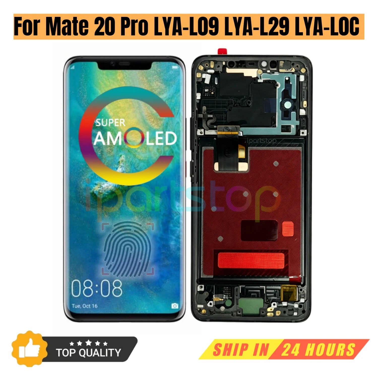 Фото Запасной OLED-дисплей iParts для Huawei Mate 20 Pro LYA L09 TL00 L29 AL00 AL10 L0C с тачскрином и рамкой, все функции, OEM №1