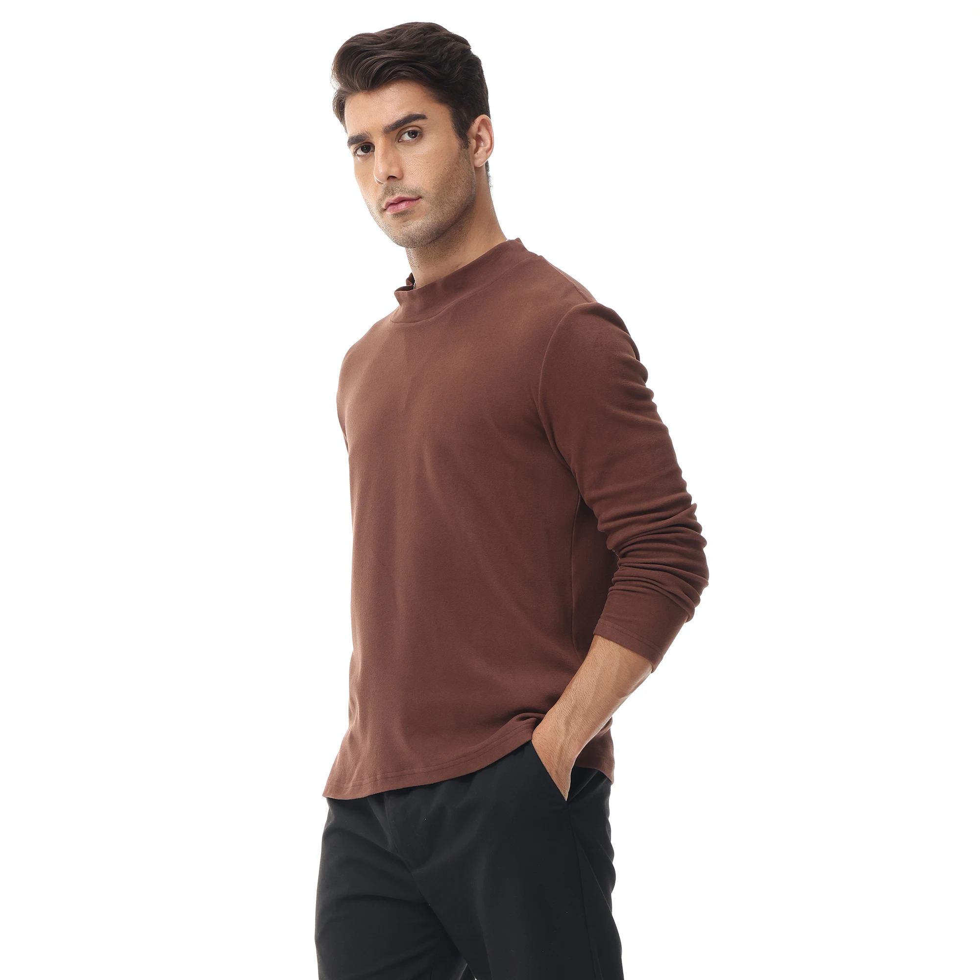 Men's Casual Slim Fit Half Turtleneck Shirts Tight Sweater Warm Sweater Basic Long Sleeve Undershirt Top Knitted High Elastic