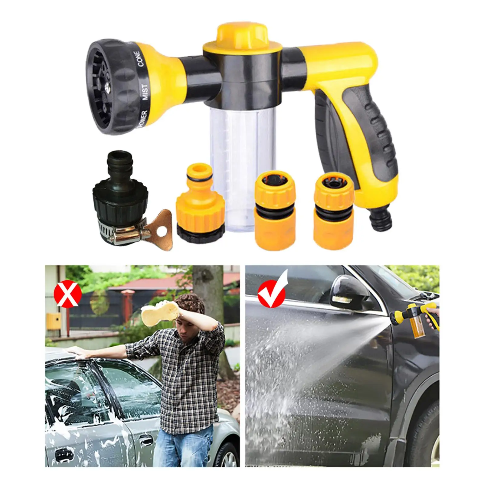 

High Pressure 8 in 1 Car Wash Foam 100cc Soap Dispenser Bottle Garden for Cleaning Showering Pet Car