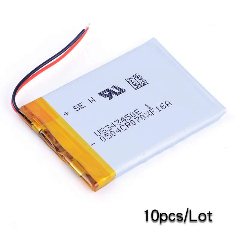 

10pcs/Lo 343450 3.7V 550mAh Lithium li-Polymer Rechargeable Battery For phone MP4 MP5 GPS PSP DVR E-Book speaker toys