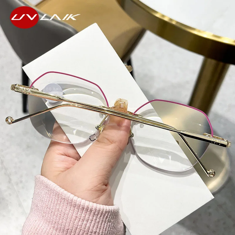 

Diamond Trimming Presbyopia Reading Glasses Male Round Frameless Women Anti Blue Ray Plus Diopter Prescription Glasses Fashion