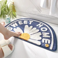 bath mat bathroom anti slip daisy rug home super soft bath floor mat bedroom carpet half round water absorbent toilet doormat