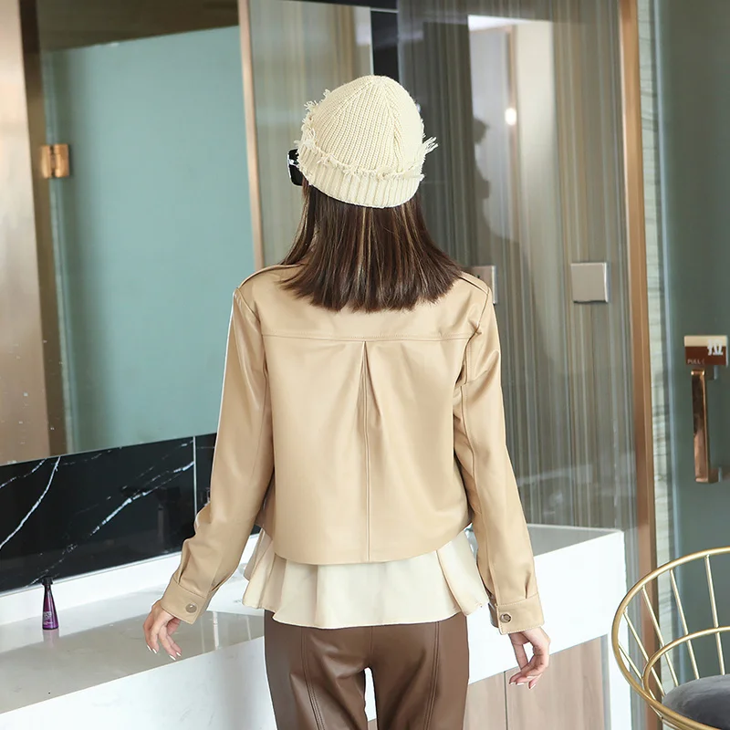 

2023Leather jacket,100% Sheepskin Leather Jackets for Women Spring Autumn Real Leather Coat Female Motorcycle Woman Jacket Cuero