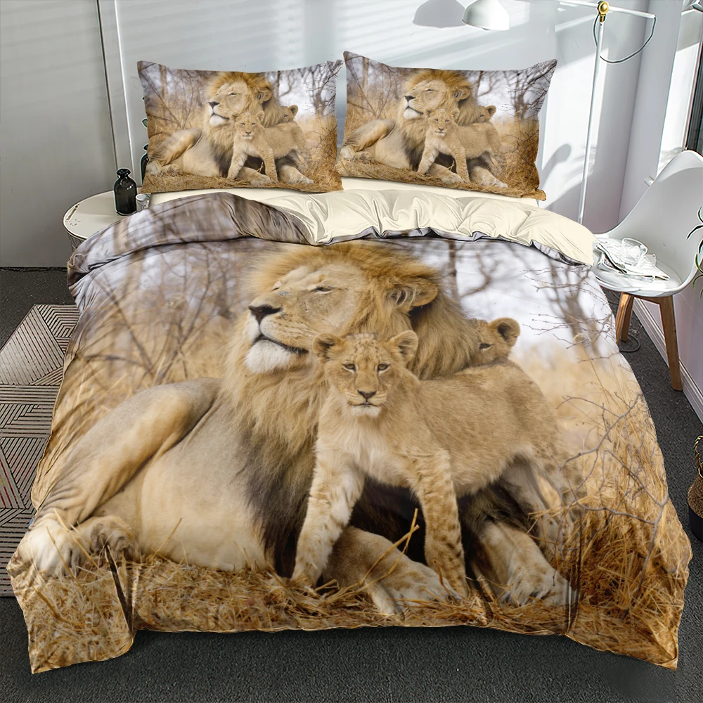 3D цифровое детское одеяло для Льва комплекты постельного белья кремовое