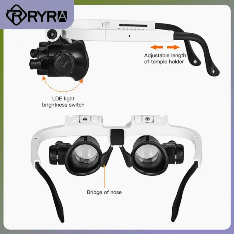 Repair Loupe Magnifying 8x 15x 23x Magnifier Loupe Head Wearing Magnifier 2 Led Lights Microscope Loupe Glasses Tool