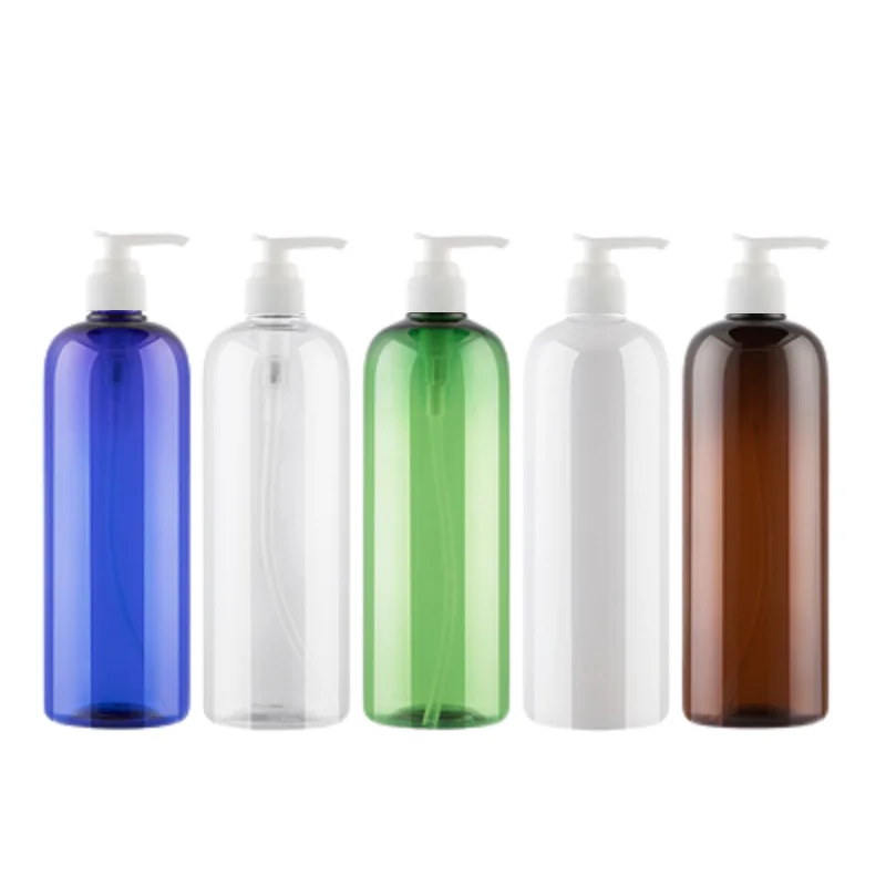 

500ML Plastic Empty Bottle Round Shoulder PET White Lotion Press Pump Portable Refillable Cosmetic Packaging Container 10Pieces