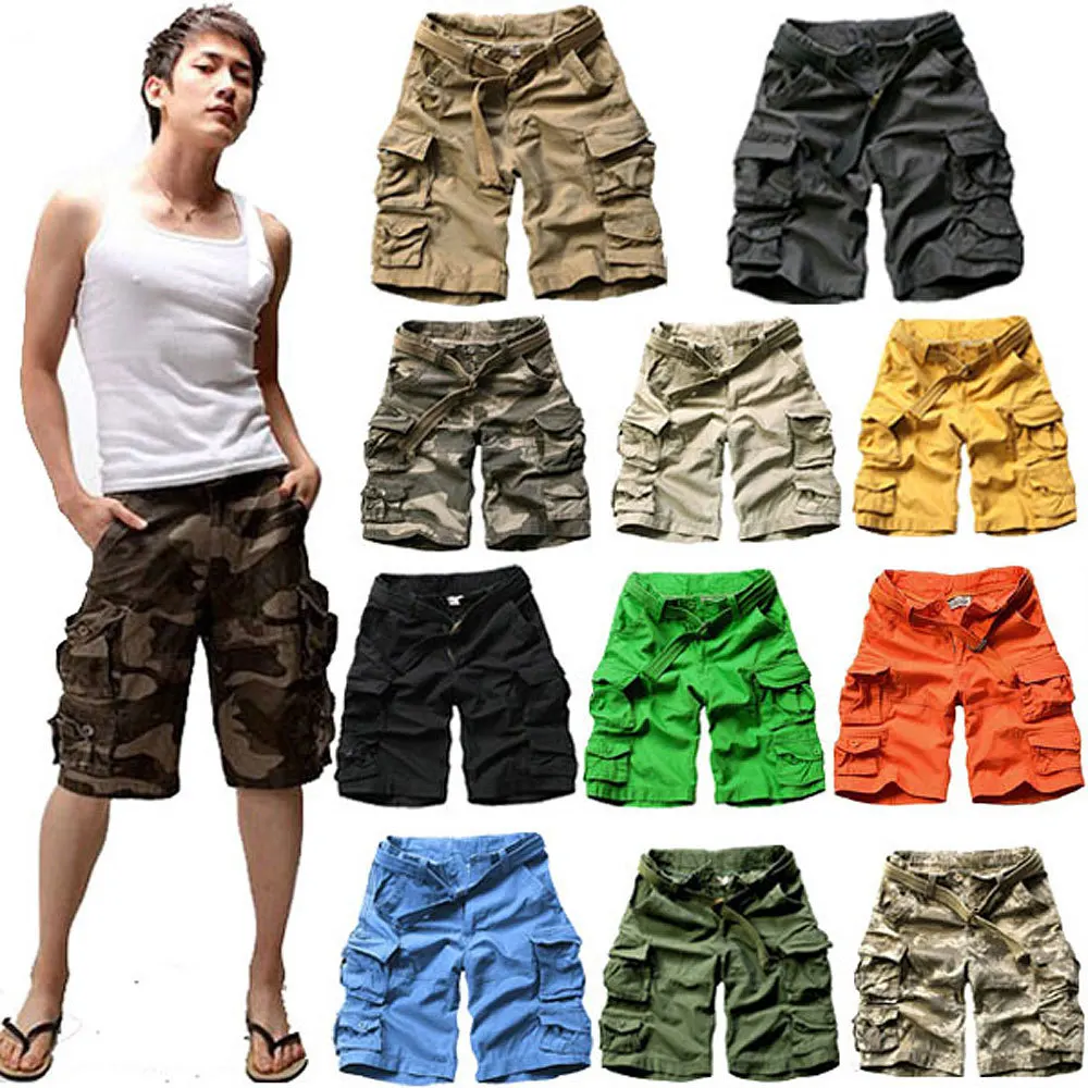 

11 Color Mens Summer Camo Big Size Loose Beach Short Trousers Outdoor Hiking Fishing Climbing Multi-pocket Straight Cargo Shorts