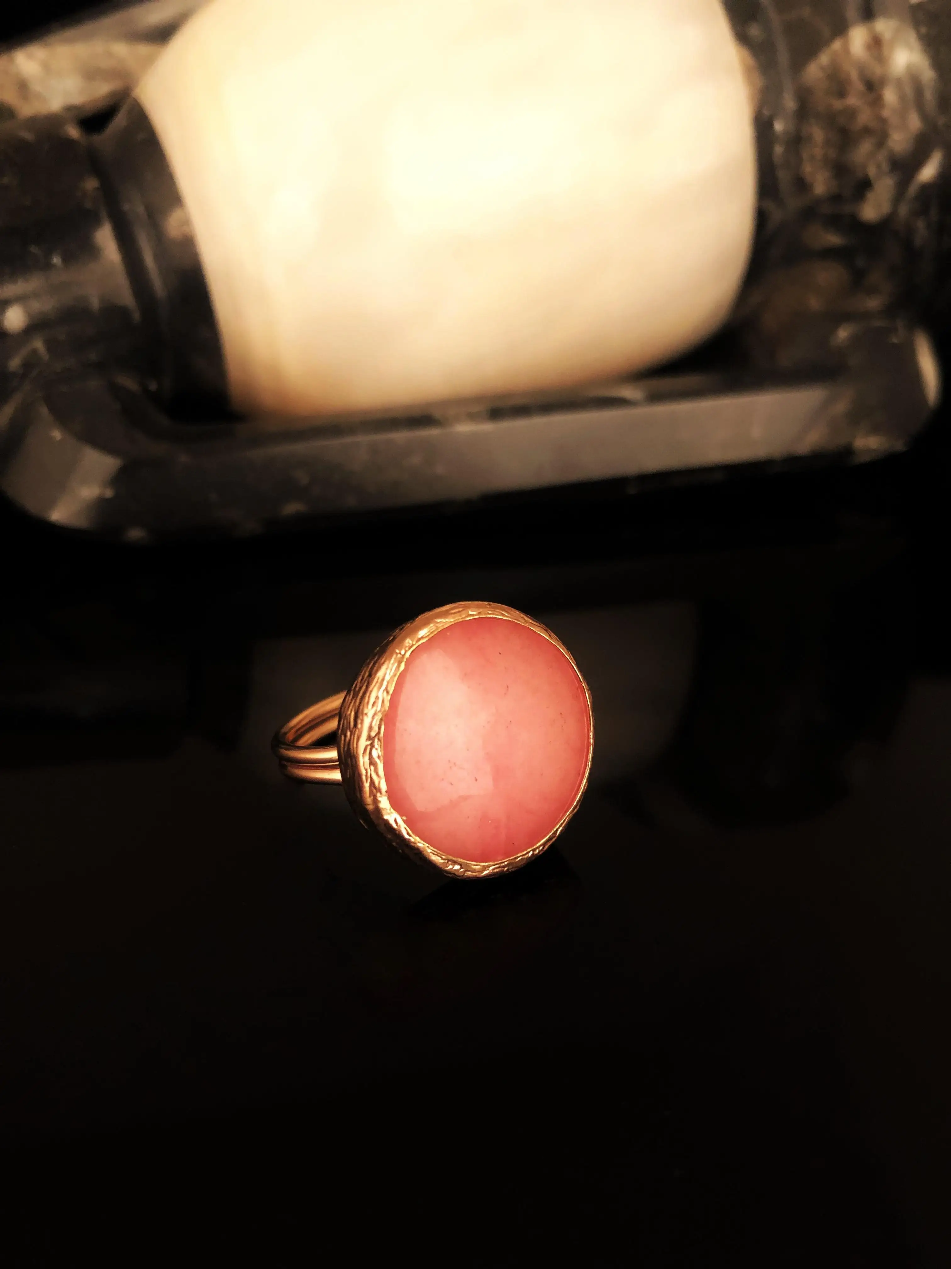 

Natural stone Women 'S Agate Stone Rose Gold Plated Ring Krb405