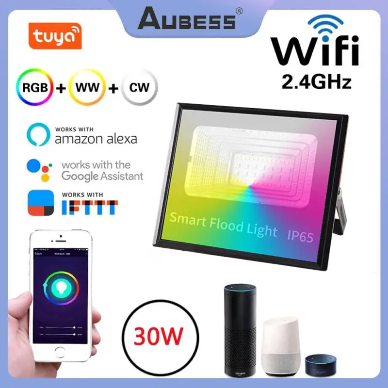 

Smart Floodlight RGB LED Tuya Wifi Smart Life 30W Outdoor Light Spotlight IP65 Waterproof Works With Google Home Alexa