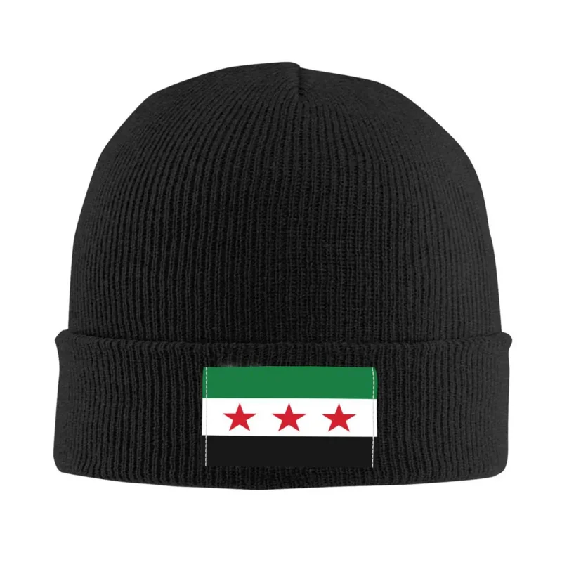 

Syrian Arab Republic Three Red Star Syria Flag Skullies Beanies Caps For Men Women Winter Warm Knitted Hat Adult Bonnet Hats