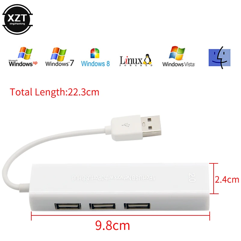USB Ethernet к RJ45 сетевой адаптер 10/100 Мбит/с Lan с 3 портами 2 0 концентратор для Mac iOS Xiaomi Mi