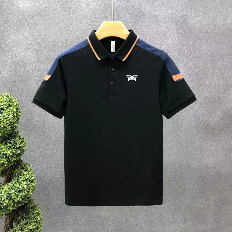 POLO Neck Men's Golf Short Sleeve Shirt Fashion T-shirt Summer Golf Short Sleeve Golf Top Casual Business Style